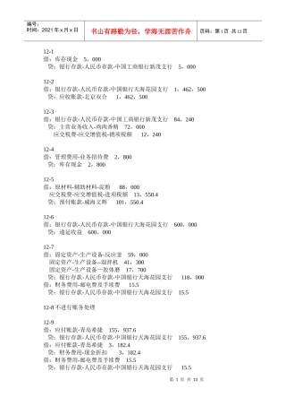 12月份会计分录(凭证)
