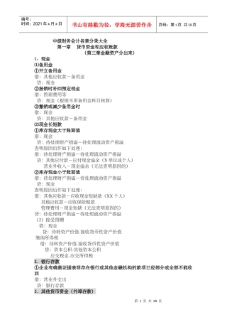 中级财务会计各章会计分录大全