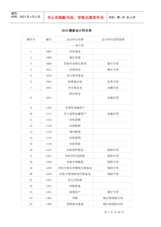 最新会计科目及其账务处理