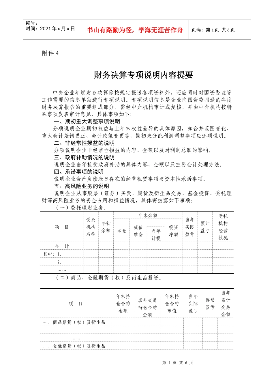 财务决算专项说明(模板)_第1页