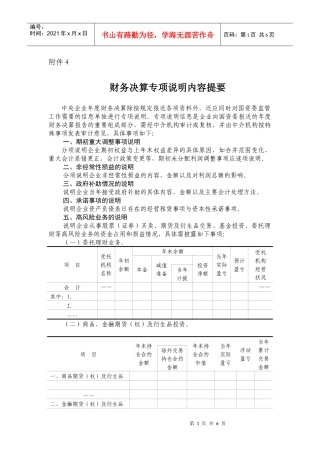财务决算专项说明(模板)