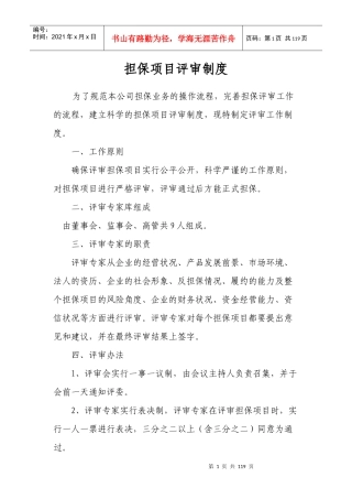 担保公司风险控制制度