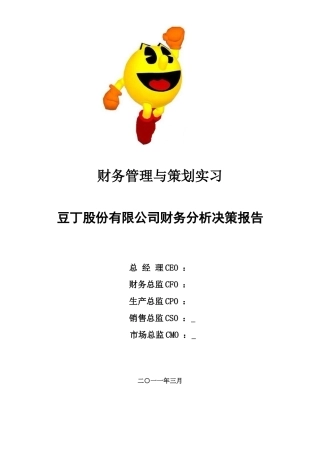 豆丁股份有限公司财务分析决策报告
