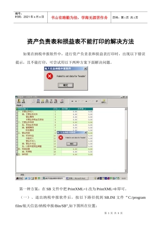 资产负责表和损益表不能打印的解决方法