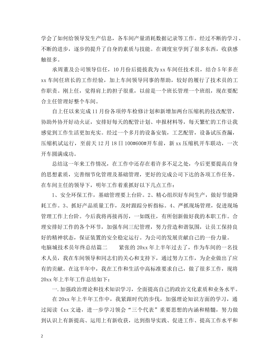 电脑城技术员年终总结 _第2页