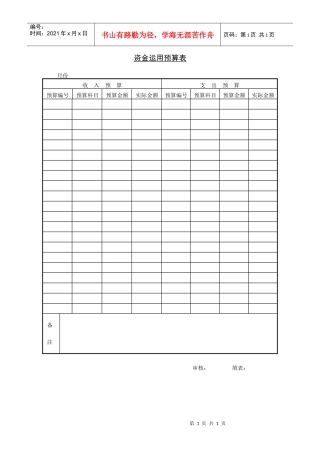 16资金运用预算表