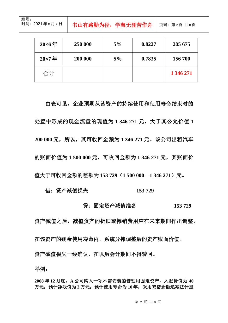 资产减值课堂讲解与举例14_第2页