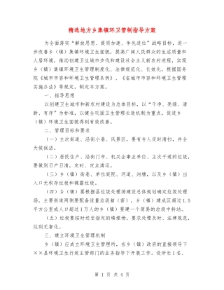 地方乡集镇环卫管制指导方案