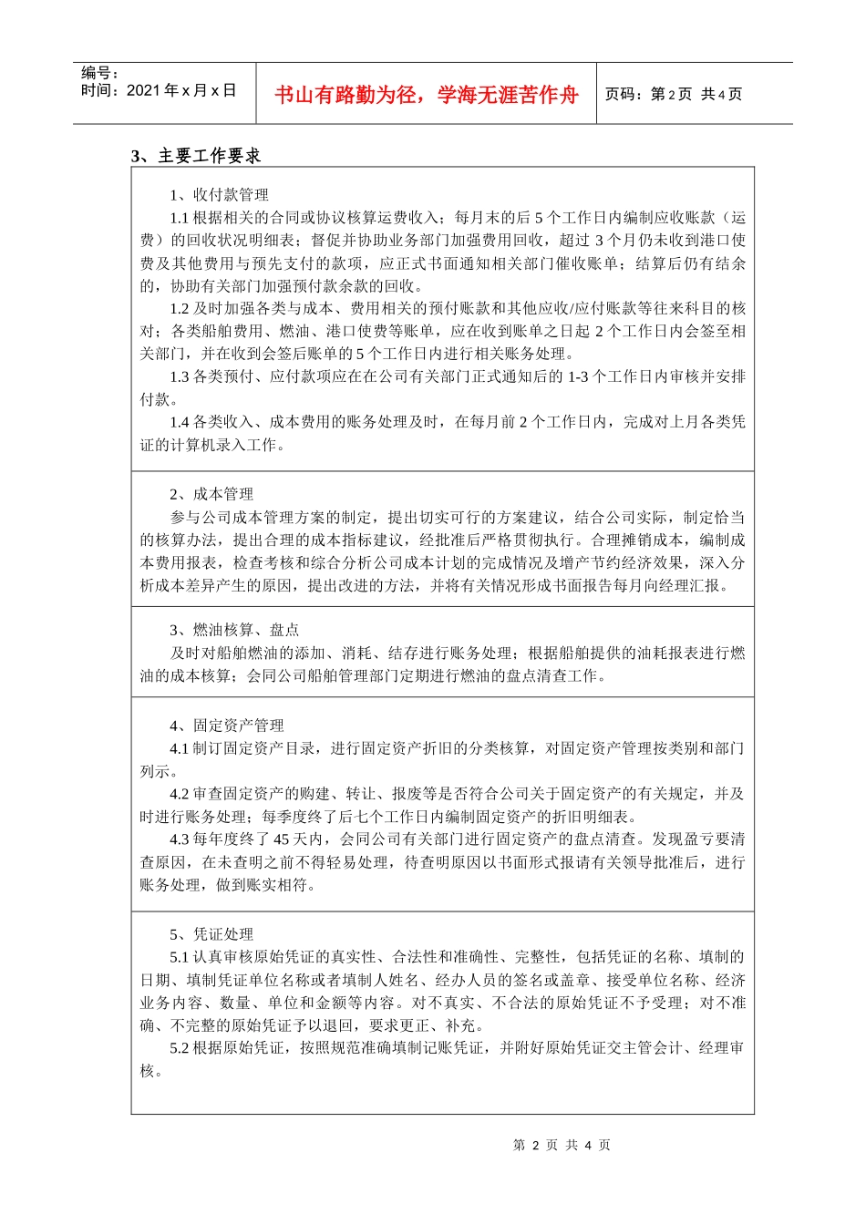 财务审计部会计岗位任务说明书_第2页