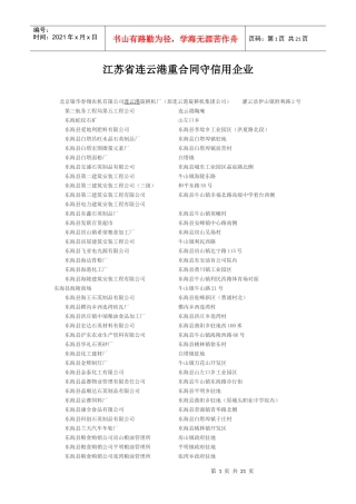 江苏省连云港重合同守信用企业