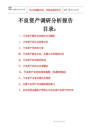 不良资产调研分析报告