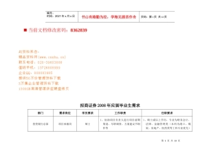 招商证券年应届毕业生需求讲义