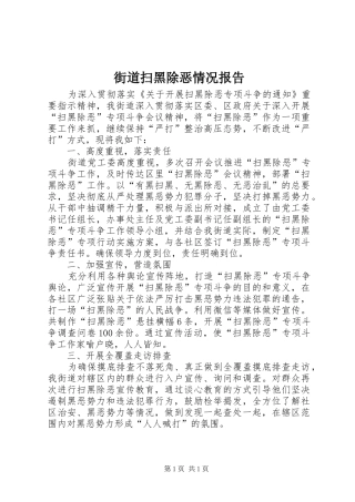 街道扫黑除恶情况报告