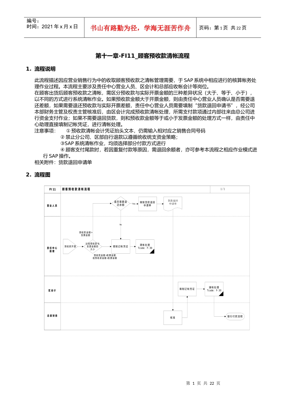 某公司SAP实施专案之顾客预收款清帐流程_第1页