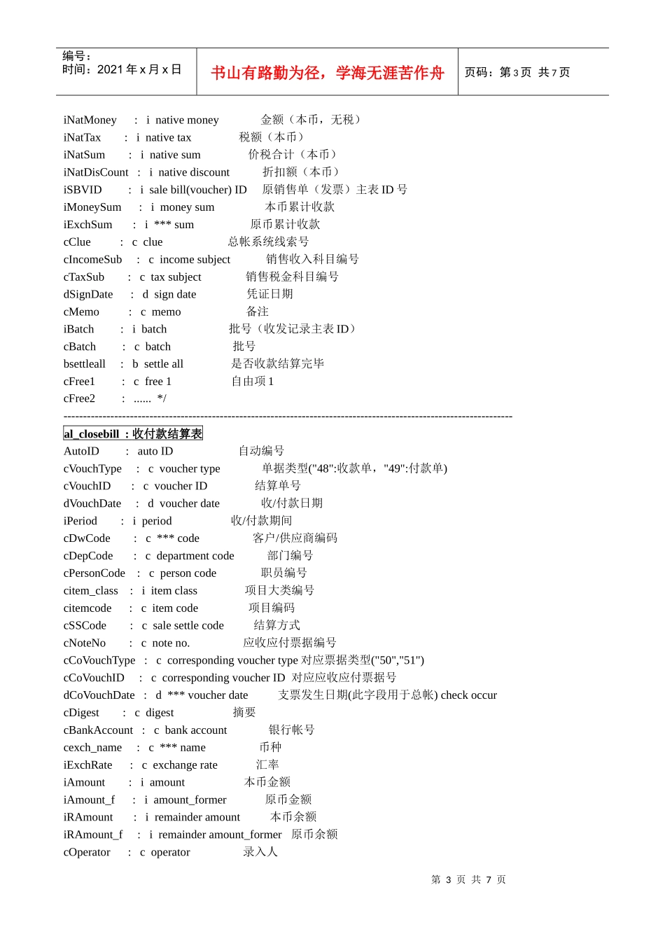 用友财务软件主要数据表字段含义_第3页