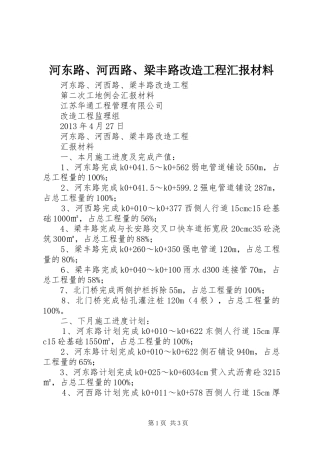 河东路、河西路、梁丰路改造工程汇报材料