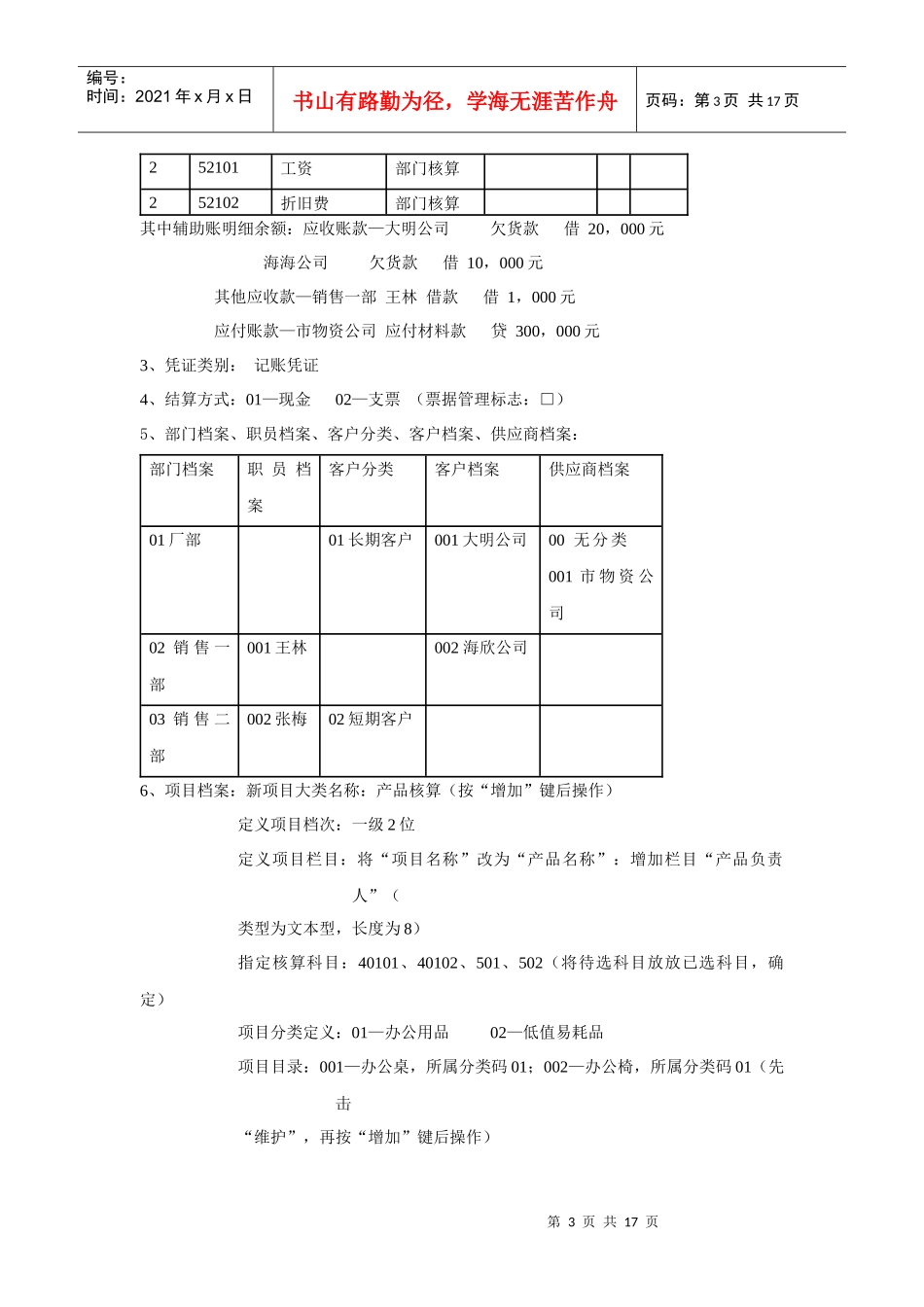 用友帐务报表上机实习资料_第3页