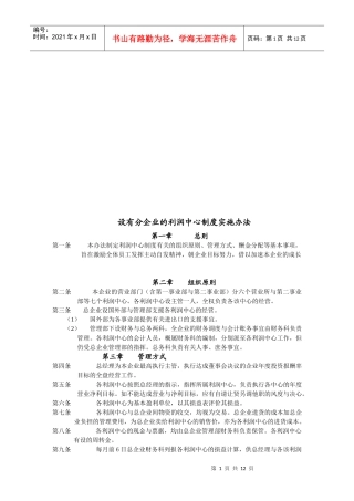 论设有分企业的利润中心制度实施办法