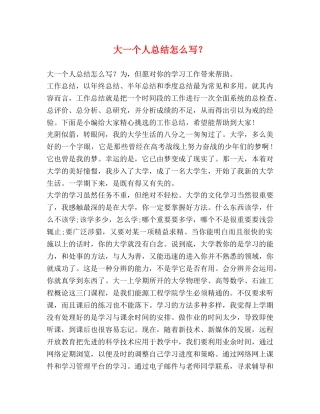 大一个人总结怎么写？ 