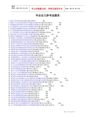 会计专业相关毕业论文论文范文毕业论文参考选题表