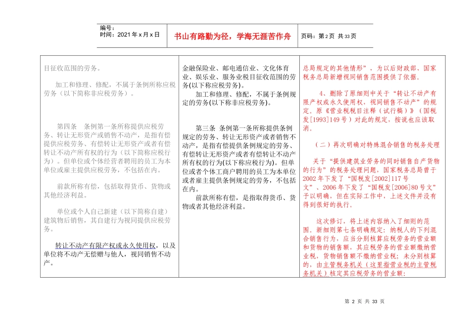 新旧营业税暂行条例和实施细则合并对照表及差异分析_第2页