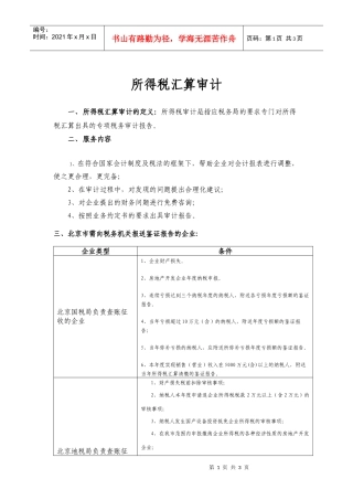 所得税汇算审计