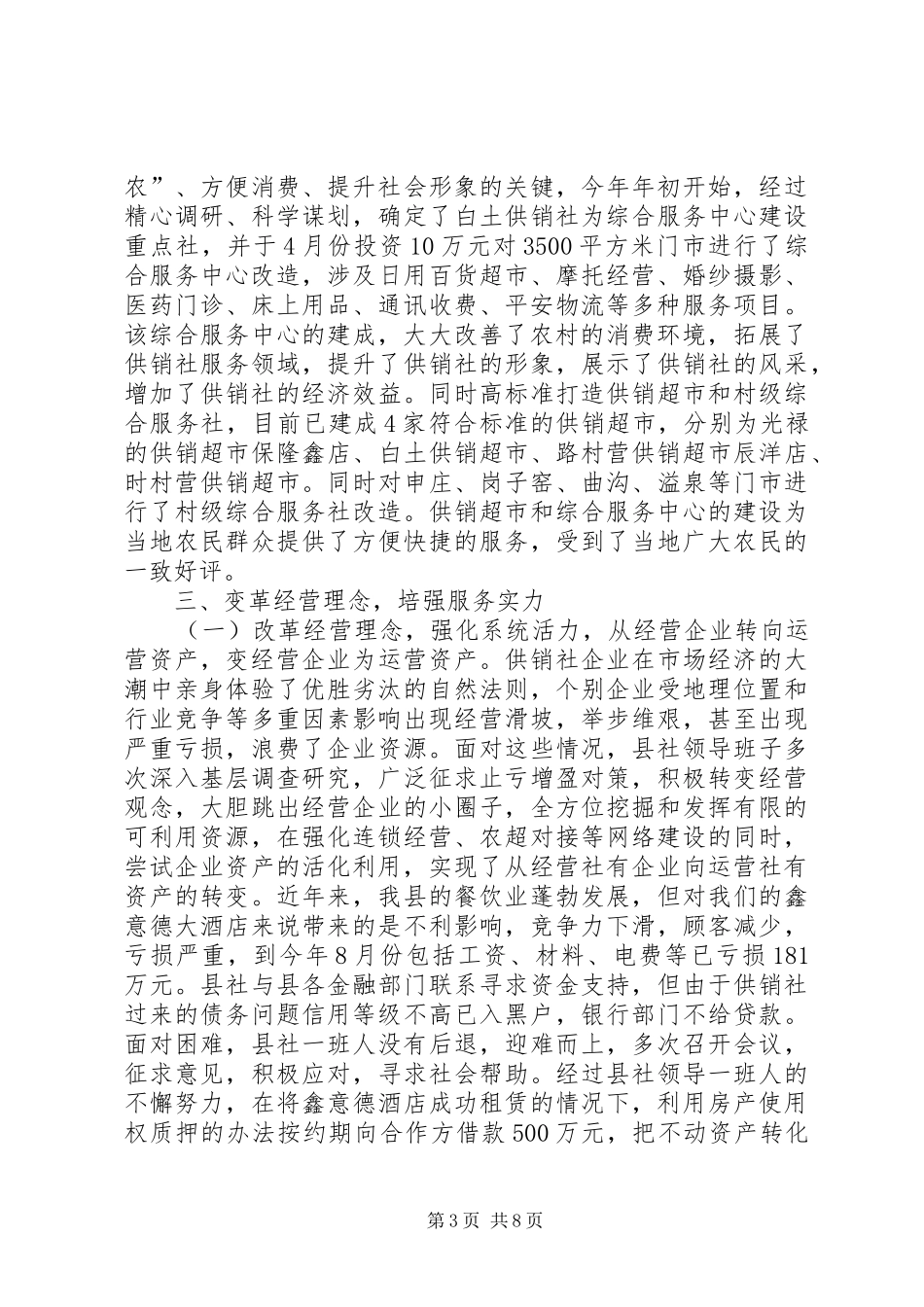 县供销社工作总结报告材料_第3页