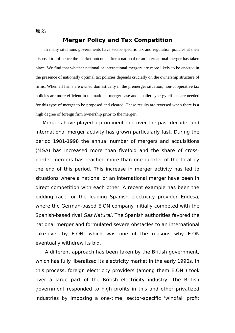 合并政策和税收竞争[文献翻译]_第1页