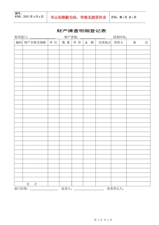 财务部系列表单-财产清查明细登记表