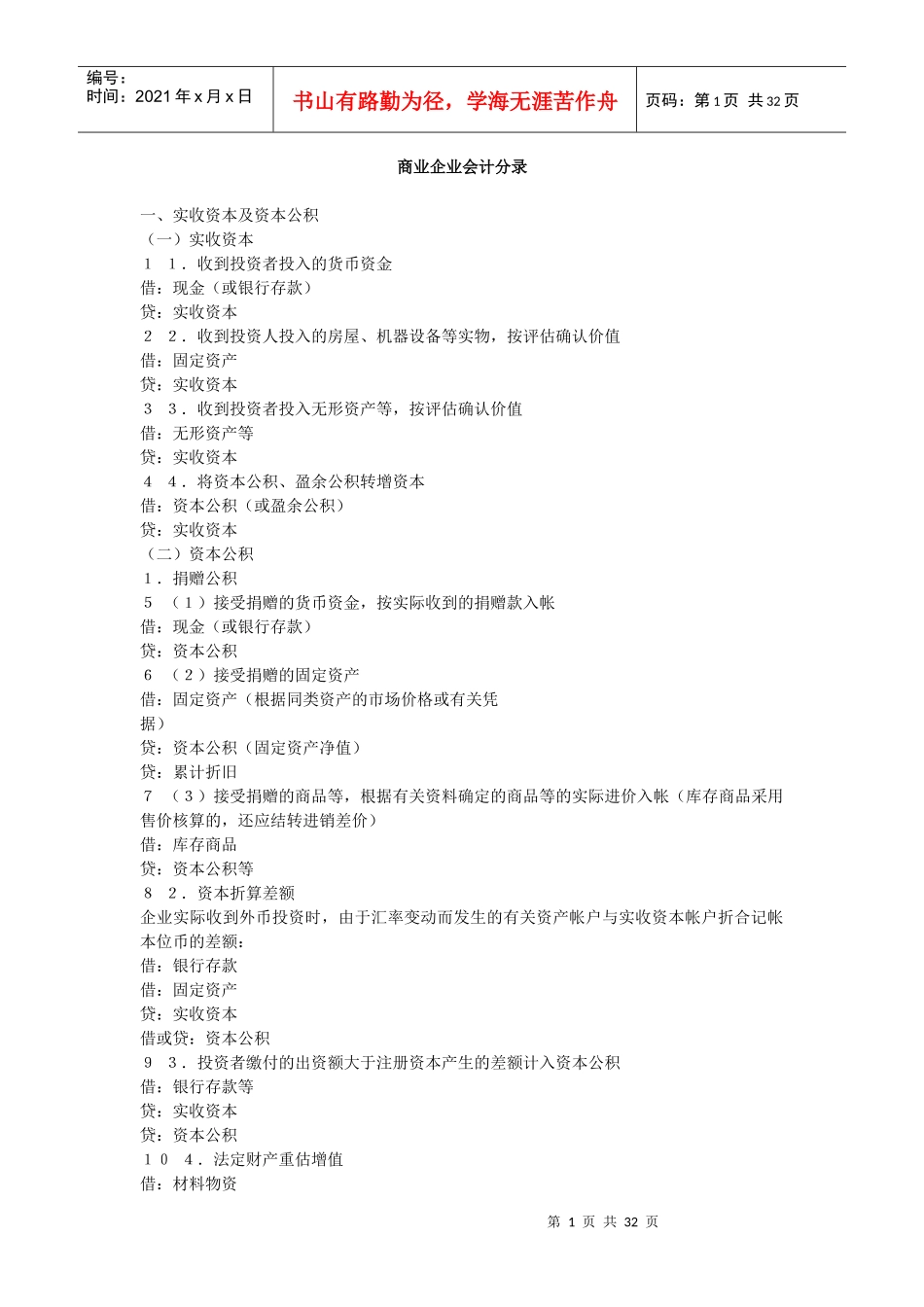商业企业会计分录_第1页