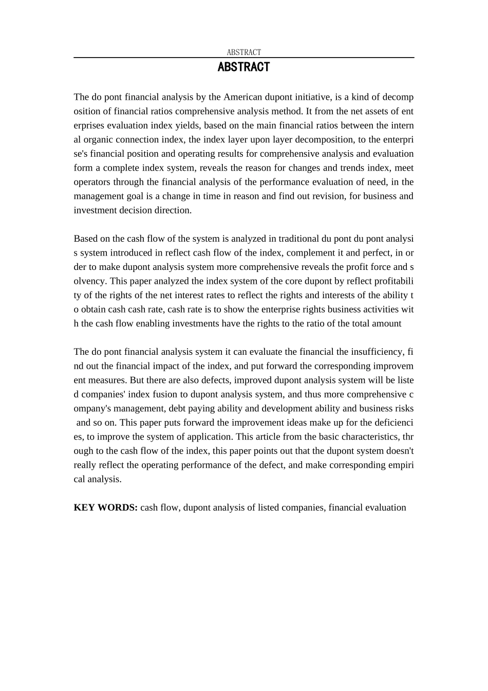 基于现金流的杜邦模型在上市公司毕业论文_第3页