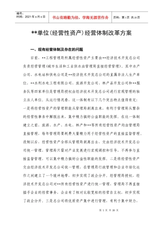 (经营性资产)经营体制改革方案