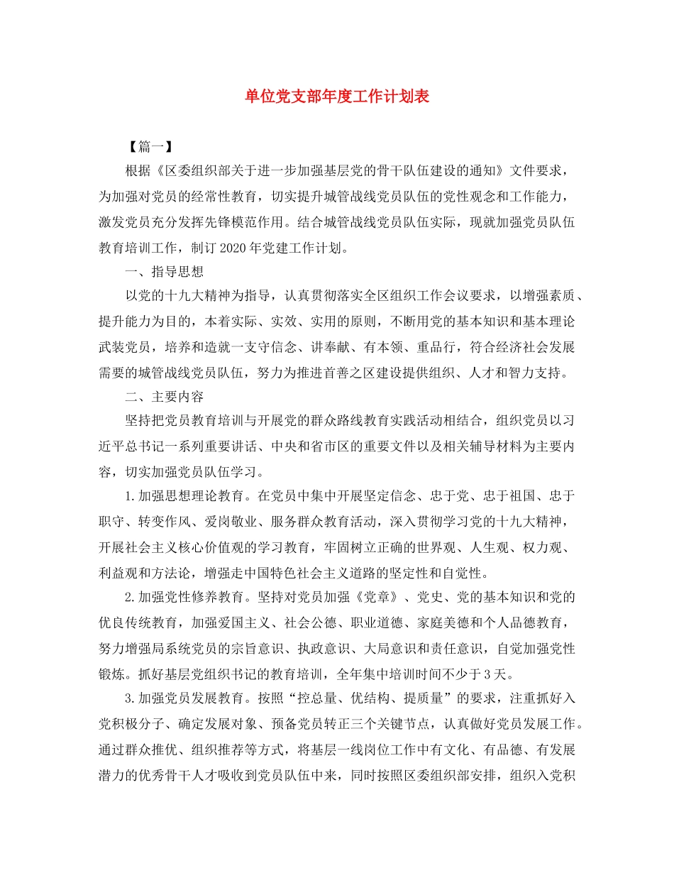 单位党支部年度工作计划表 _第1页