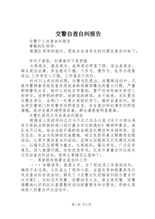 交警自查自纠报告