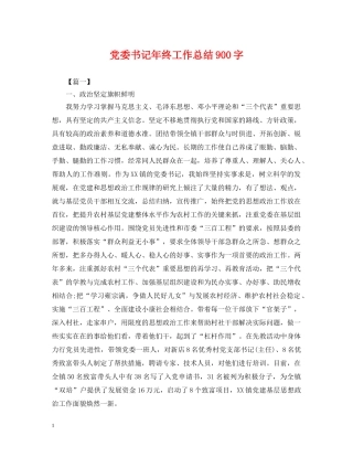 党委书记年终工作总结900字 