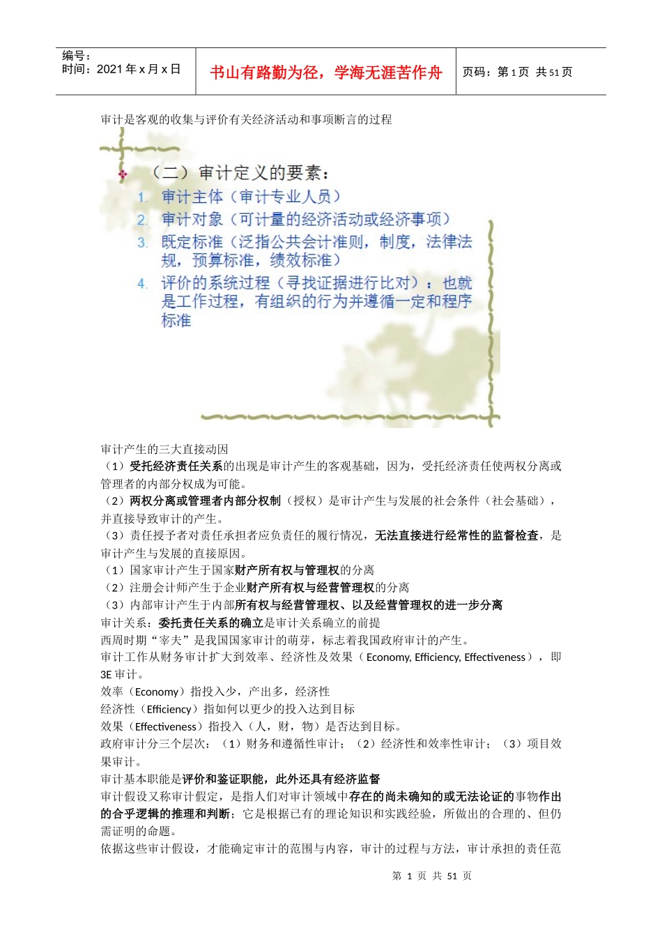 审计是客观的收集与评价有关经济活动和事项断言的过程_第1页