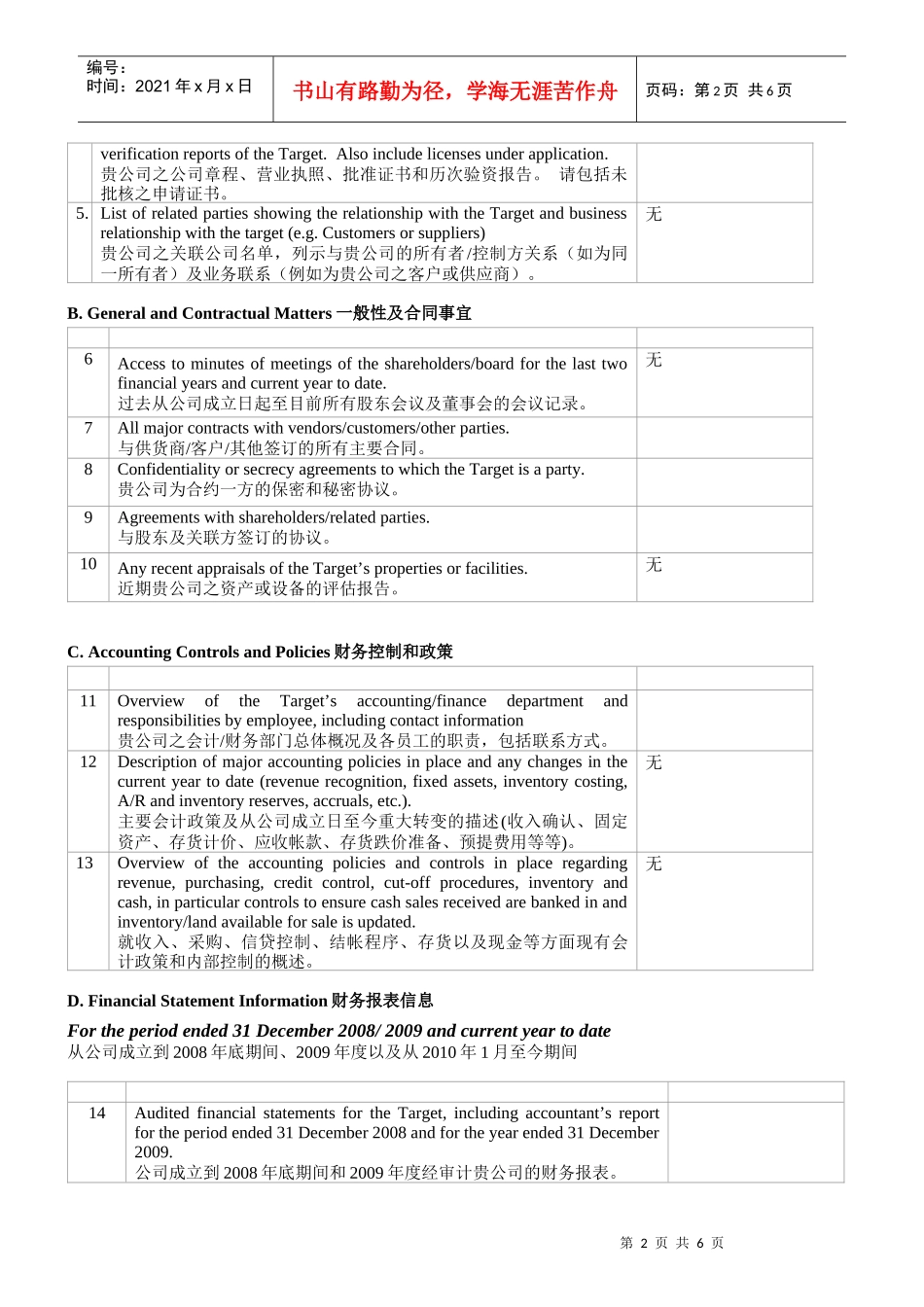 财务税务资料清单汇编_第2页