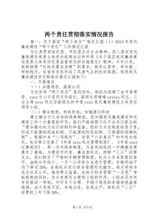 两个责任贯彻落实情况报告