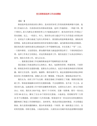 党支部换届选举工作总结模板 