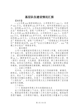 基层队伍建设情况汇报