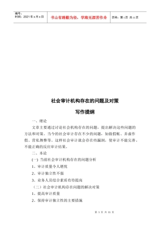 社会审计机构存在的问题与对策