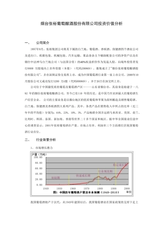 张裕有限公司投资分析