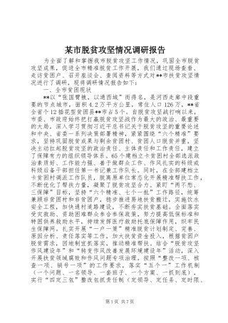 某市脱贫攻坚情况调研报告