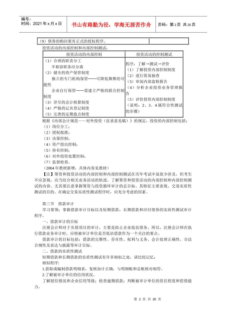 筹资与投资循环审计知识讲解_第2页