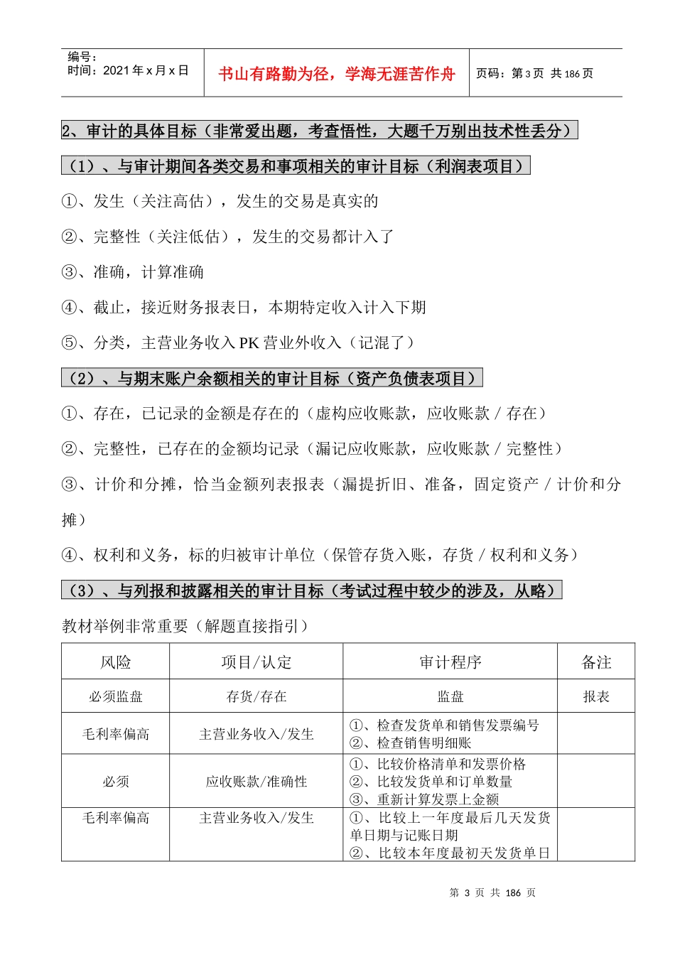 XXXX年最新注会审计学习笔记_第3页