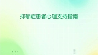 抑郁症患者心理支持指南