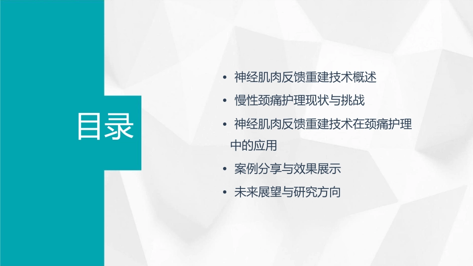 神经肌肉反馈重建技术在慢性颈痛中应用护理课件_第2页