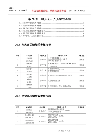 财务会计人员绩效考核