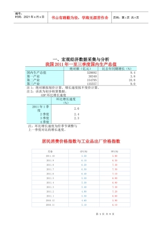 XXXX年我国经济数据分析