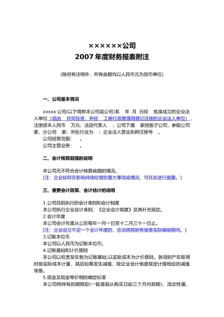 某公司年度财务报表附注